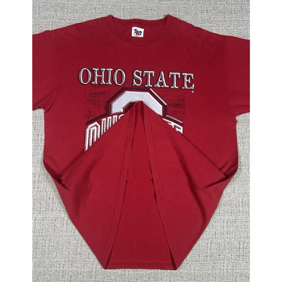 Vintage 1990s Ohio State Buckeyes Large Print Logo Red T Shirt Sz Large TNT Tag - Picture 5 of 10